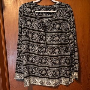 Tribal Black and White Patterned Women's Top XL vG